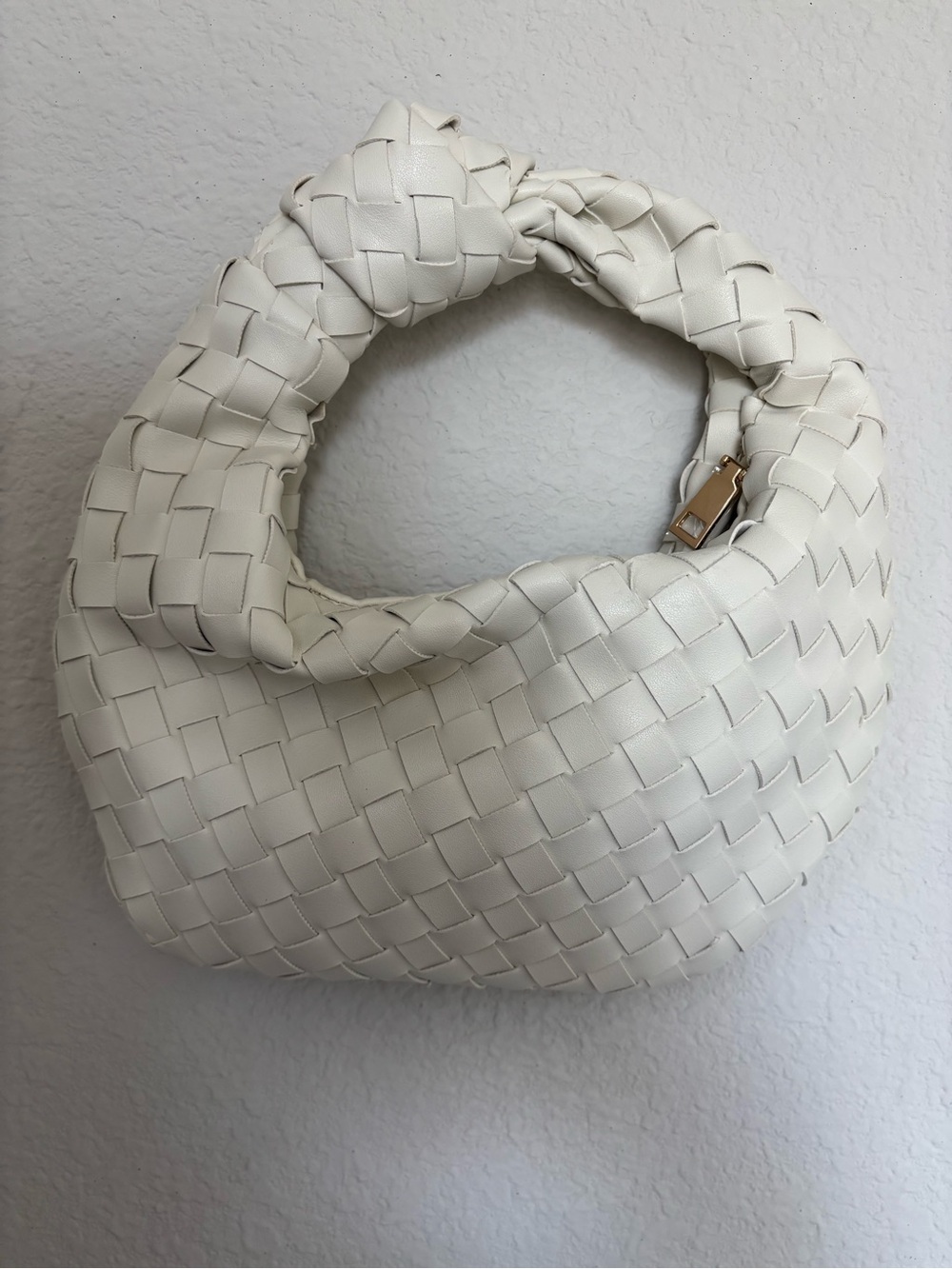 White Woven Shoulder Bag by